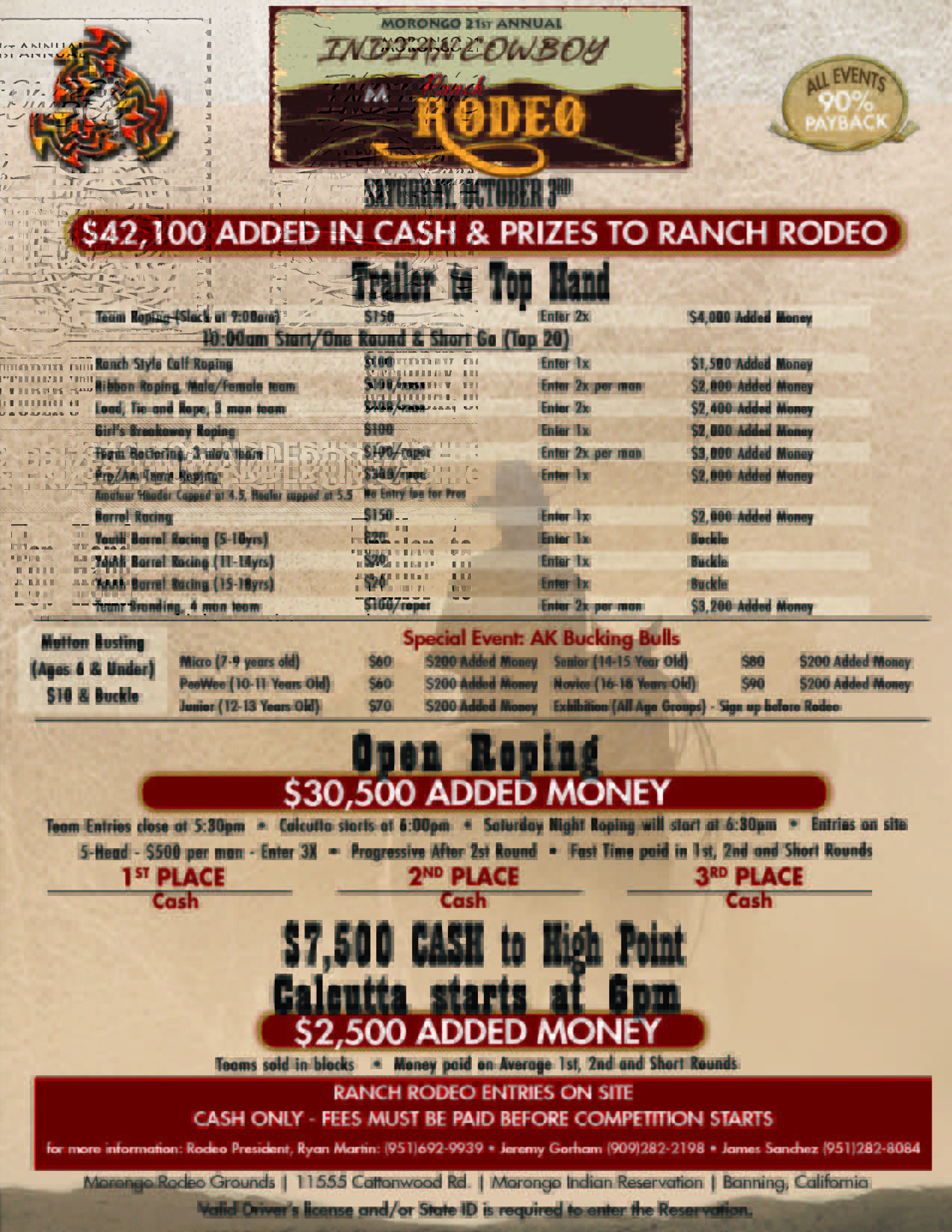 2026 Morongo Indian Cowboy Rodeo – Banning, CA flyer