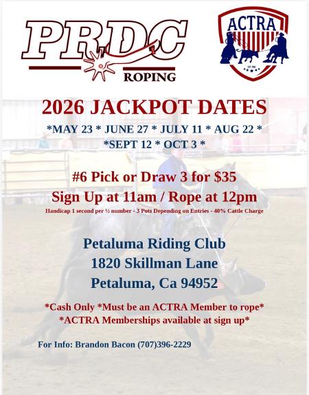 Petaluma Riding & Driving Club Jackpot flyer