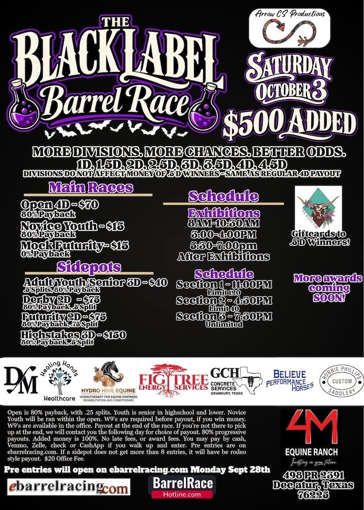 The Black Label Barrel Race flyer
